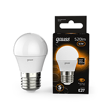 Лампа светодиодная Gauss Шар E27 6,5Вт 520lm 3000K