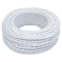 Провод витой ретро, силовой, 2х1.5 - 50м, текстиль, матовый, белый JANTERA