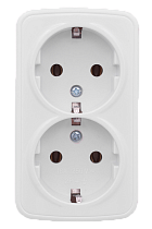 Минск Розетка 2-местная ОП 16А с заземлением белая EKF Basic