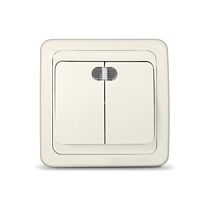 Выключатель двухклавишный с подсветкой Валери, скрытой установки, 10А, 220В, слоновая кость UNIVERSAL