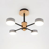 Люстра под лампу General  GCHL-4GX53-M Серая+Дерево Элизиум