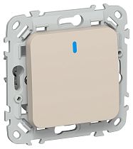 FLITE Выключатель 1-клавишный проходной с индикацией 10А ВС61-1-1-ФлЛ льняной IEK