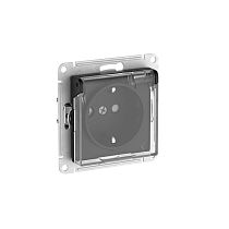 AtlasDesign Aqua Карбон Розетка с зазем. со шт. с прозрач. крыш, 16А,IP44, мех., быстрозажим. клемм