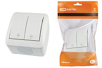 Выключатель на 2 направления 2-кл. открытой установки IP44 10А белый "Селигер"  TDM