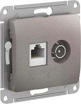 Glossa Платина Розетка двойная ТВ + компьютерная RJ45, кат. 5Е, механизм Systeme Electric (Schneider Electric) Glossa Платина Розетка двойная ТВ + компьютерная RJ45, кат. 5Е, механизм Systeme Electric (Schneider Electric)