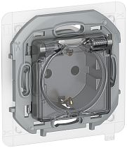 IEKINSPIRIA Розетка 1-местная с заземлением с защитными шторками и крышкой 16А IP44 6737421 алюминий IEK