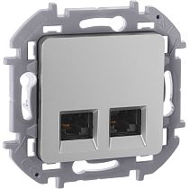 INSPIRIA Розетка компьютерная двойная RJ45 категория 5Е UTP алюминий INSPIRIA Розетка компьютерная двойная RJ45 категория 5Е UTP алюминий