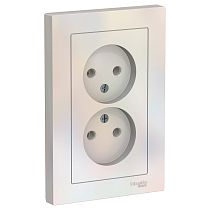 AtlasDesign Жемчуг Розетка без заземления двойная, 16А, (в сборе с рамкой) Systeme Electric (Schneider Electric)