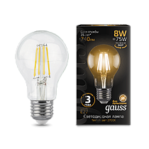 Лампа светодиодная Gauss Filament A60 E27 8Вт 740lm 2700К