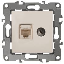 Розетка ЭРА 12 12-3110-02 слоновая кость телевизионная + интернет