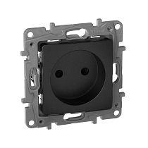 ETIKA Розетка 1-местная без заземления с защитными шторками 16А антрацит