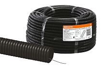 Труба гофрированная ПНД d 32 с зондом (50 м) легкая черная  TDM