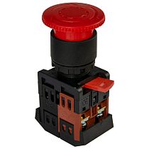 Кнопка AE-22 d22мм Грибок с фиксацией красная 1НО+1НЗ  ЭНЕРГИЯ