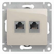 Glossa Молочный Розетка двойная  RJ11+RJ45, категория 5E Systeme Electric (Schneider Electric)