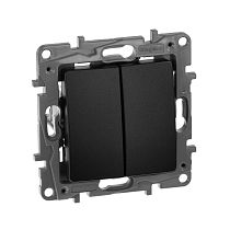 ETIKA Выключатель 2-клавишный 10А безвинтовое крепление антрацит