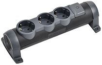 COMFORT Колодка для удлинителя с заземлением с выключателем К03В 3 места черный IEK