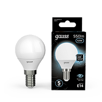 Лампа светодиодная Gauss Шар E14 6,5Вт 550lm 4100K
