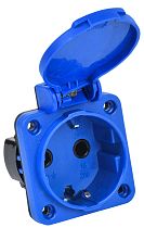 Розетка панельная MAGNUM 2P+PE 16А IP44 РП11-3 с защитной крышкой с заземлением синяя  IEK