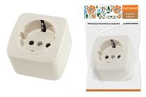 Розетка 2П+З открытой установки IP20 16А, сл. кость "Дача" Народная TDM