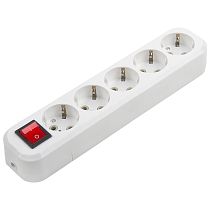 Розеточная колодка GSB-16-5-G-S-IP20 Easy, 16А, 5 мест, с заземлением, c выключателем, IP20