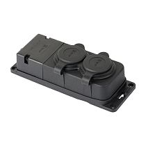 Роз. (колодка) двухмест. с защит. крышками каучуковая 230В 2P+PE 16A IP44 EKF PRO Роз. (колодка) двухмест. с защит. крышками каучуковая 230В 2P+PE 16A IP44 EKF PRO