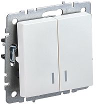 BRITE Выключатель 2-клавишный с индикацией 10А ВС10-2-1-БрЖ жемчуг  IEK