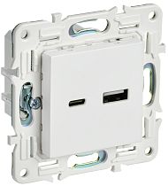 SKANDY Розетка USB A+C 18Вт SK-R13W арктический белый IEK