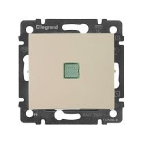 VALENA Выключатель 1-клавишный проходной с подсветкой схема 6LE 10А безвинтовое крепление слоновая кость