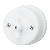 Выключатель поворотный ,одноклавишный,серия "ЛИЗЕТТА",цвет белый Bironi