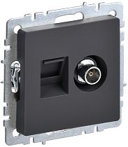 BRITE Розетка двойная TV+RJ45 кат.5E РТВ/РК12-БрГ графит IEK BRITE Розетка двойная TV+RJ45 кат.5E РТВ/РК12-БрГ графит IEK