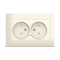 Розетка двухместная серия "Севиль" б/з, с/у, з/ш, 16А, 220В, "слоновая кость" (ivory) (еврослот) UNIVERSAL