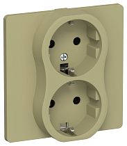 FLITE Розетка 2-местная с заземлением без защитных шторок безвинтовое крепление 16А РС12-1-К-ФлО оливковый IEK
