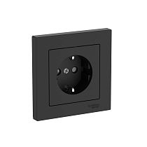 AtlasDesign Карбон Розетка с заземлением со шторками, 16А, в сборе, быстрозажим. клемм