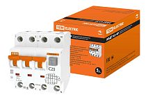 Выключатель автоматический дифференциального тока АВДТ 63 4P(3Р+N) C25 30мА 6кА тип А  TDM