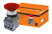 Кнопка грибовидная МРМ1-11R(LED) в сборе d40мм/24B 1з+1р красная  TDM