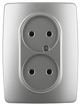 Розетка ЭРА 12 12-2107-03 16A 250В алюминий двойная