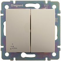 VALENA Выключатель 2-клавишный проходной схема 6/2 10А IP44 безвинтовое крепление слоновая кость