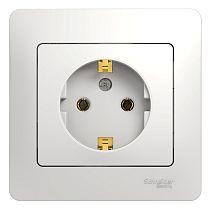 Glossa Белый Розетка с заземлением (в сборе с рамкой) Systeme Electric (Schneider Electric)