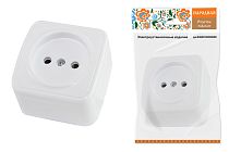 Розетка 2П открытой установки IP20 10А, белая "Дача" Народная TDM Розетка 2П открытой установки IP20 10А, белая "Дача" Народная TDM