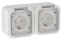 TORS Розетка 2-местная горизонтальная 16А IP55 TS322 белый IEK