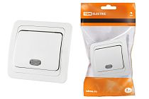 Выключатель 1-кл. с подсветкой 10А белый "Валдай"  TDM