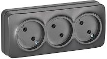 GLORY Розетка 3-местная для открытой установки без заземления без защитных шторок 10А РС23-2-ХСм сталь матовый IEK