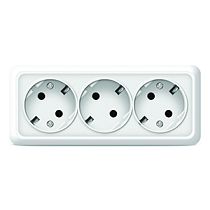 Розетка трехместная серия "Олимп" с/з, о/у, 16А, 220В, белая (еврослот) UNIVERSAL Розетка трехместная серия "Олимп" с/з, о/у, 16А, 220В, белая (еврослот) UNIVERSAL