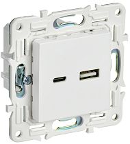 SKANDY Розетка USB A+C 3,1А SK-R14W арктический белый IEK SKANDY Розетка USB A+C 3,1А SK-R14W арктический белый IEK