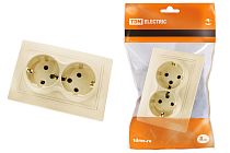 Розетка двойная 2П+З 16А 250В сл. кость "Таймыр"  TDM