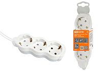 Удлинитель бытовой "Люкс" УЛ03 3 гнезда, 10м, с/з, с з/ш, ПВС 3х1мм2 16А/250В бело-серый  TDM