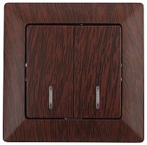 Выключатель ЭРА Intro Solo 4-105-10 IP20 10А 250В венге двухклавишный с подсветкой
