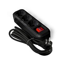 Удлинитель бытовой  S-303 ПВС 3*1 3 гнезда с заземлением выкл 3м черный UNIVERSAL