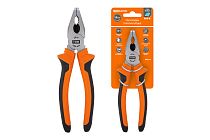 Пассатижи (плоскогубцы), с двухкомпонентными рукоятками, CR-V сталь 200 мм, серия "Алмаз"  TDM