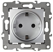 Розетка ЭРА 12 12-2102-03 16А 250В алюминий с заземлением со шторками